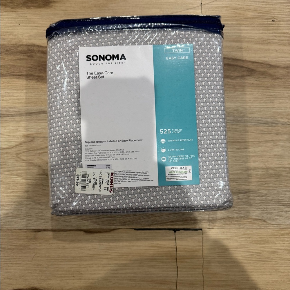 Sonoma Easy-Care Twin Sheet Set in Light Gray